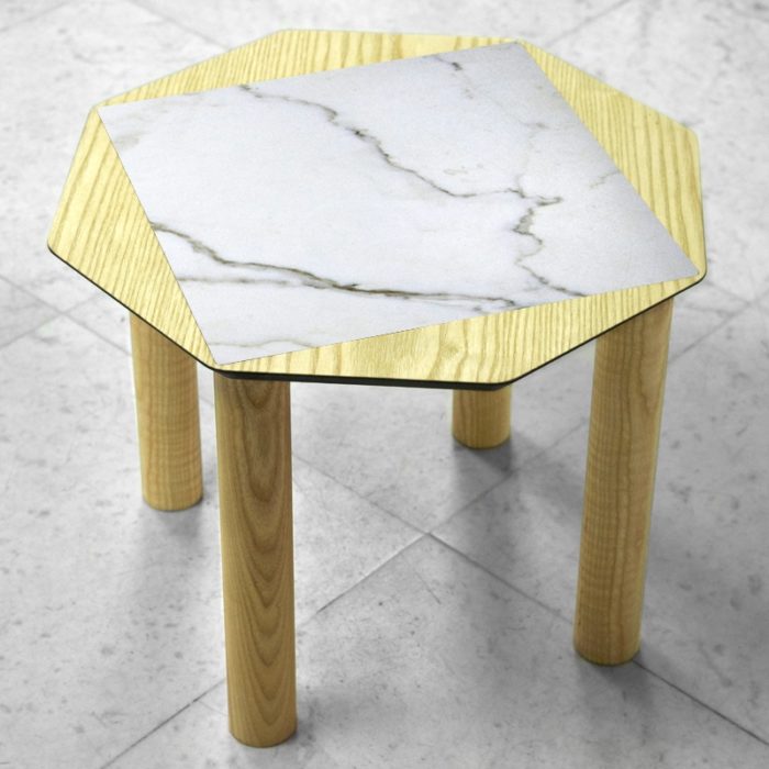 BAMink-table-basse-frêne-Oktō-sol en marbre-Némo Welter-Marbre-III