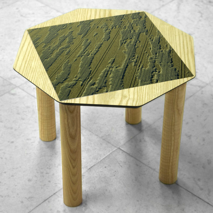BAMink-table-basse-frêne-Oktō-sol en marbre-Matthieu Colin-Céréale-dans-le-pleine-de-la-crau